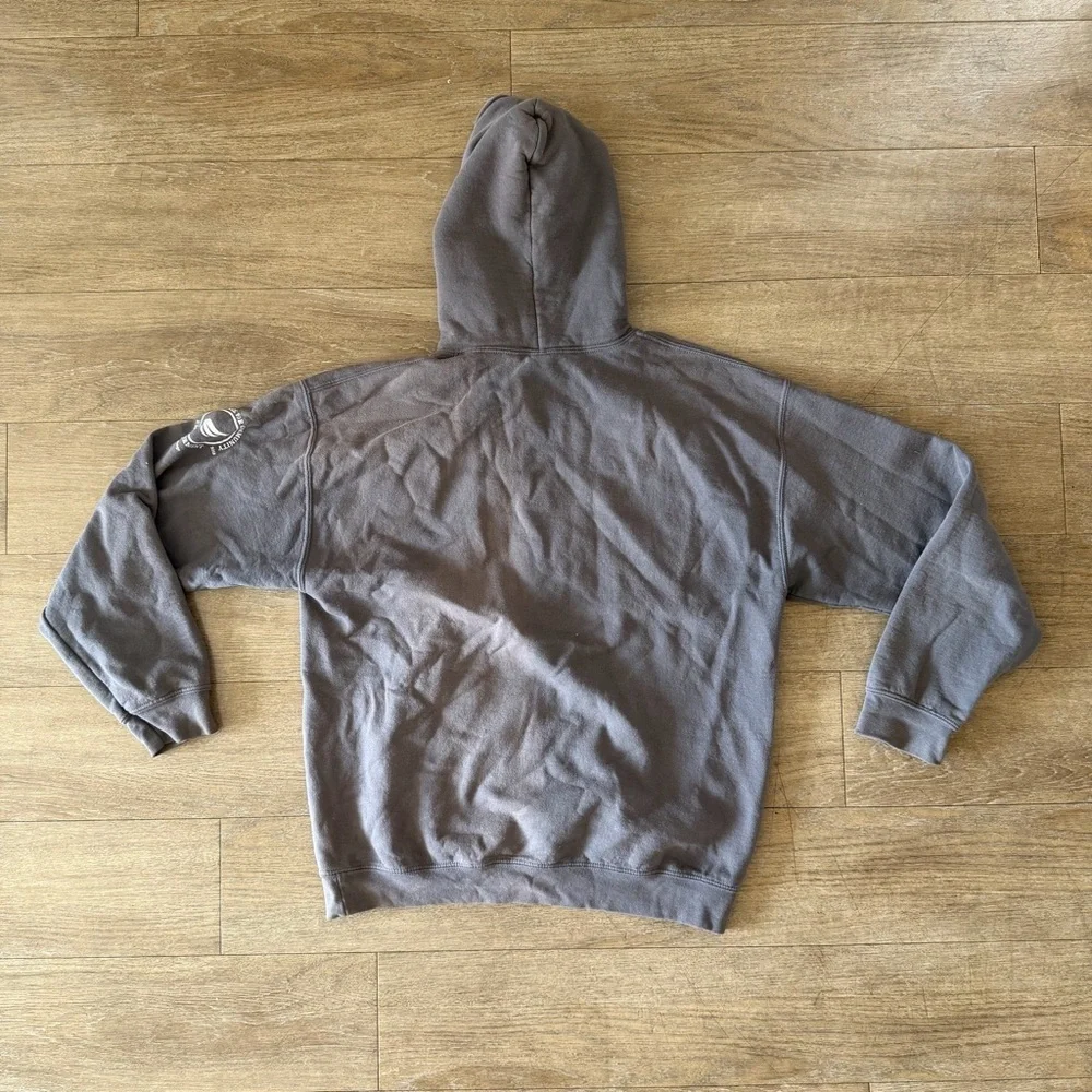 Gildan Gray Hoodie with Orange & White YouthBuild Logo size large